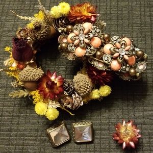 Brand new stud earrings and Vintage flora bracelet